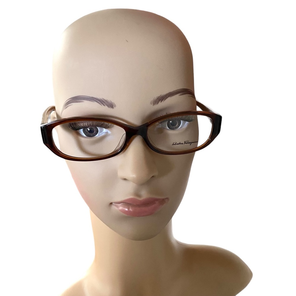 NEW Salvatore Ferragamo Women’s Oval Eyeglass Frames Crystal Brown